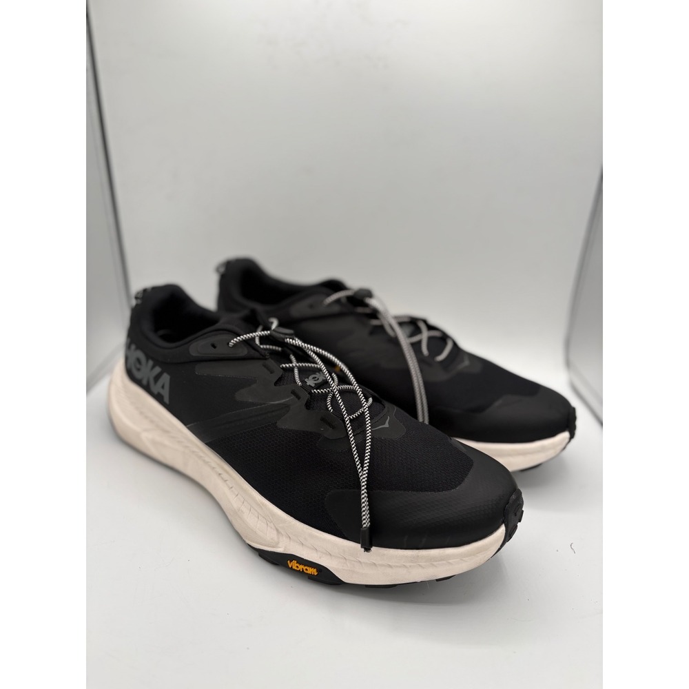 Hoka Transport Black Eggshell Sneakers Mens 15 2E Wide Vibram 1123153 BKLB